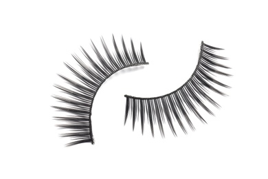 Photo of False eyelashes on white background