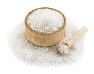 Photo of Organic salt isolated on white. Natural product