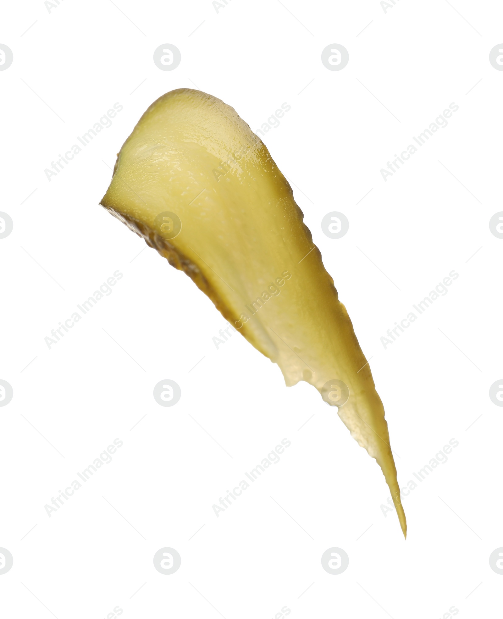 Photo of Slice of pickled cucumber isolated on white