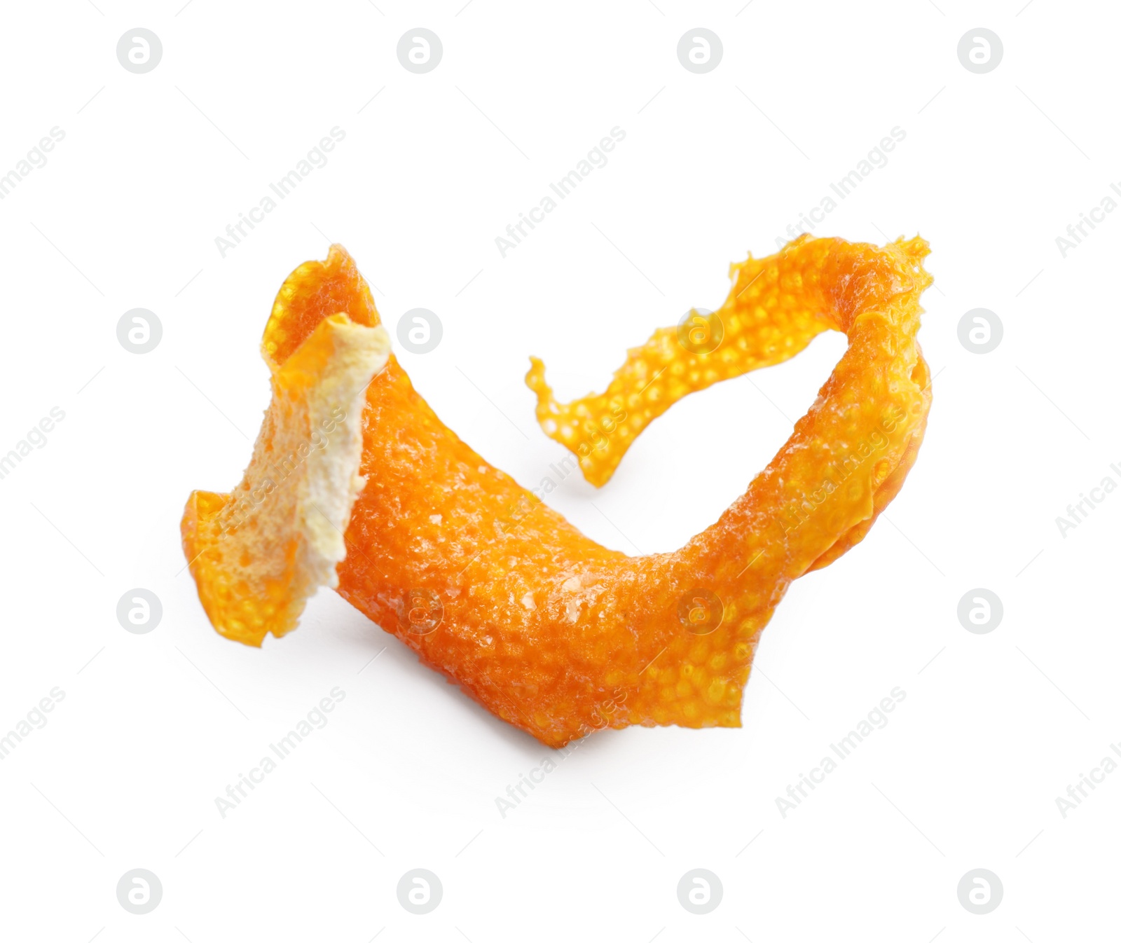 Photo of Dry orange fruit peel isolated on white