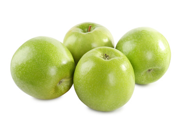 Photo of Fresh juicy green apples isolated on white