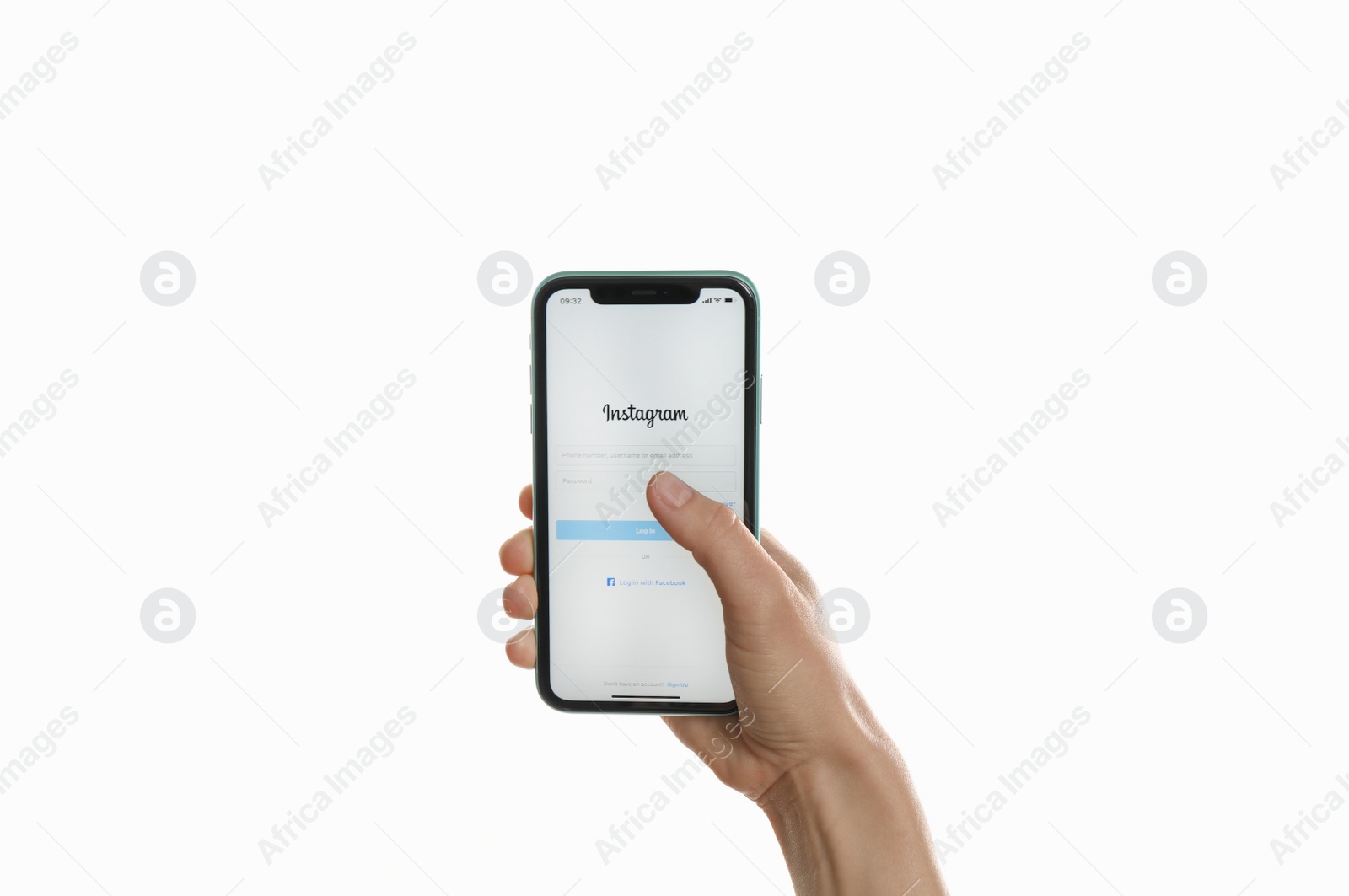 Photo of MYKOLAIV, UKRAINE - JULY 9, 2020: Woman holding iPhone 11 with Instagram app on screen against white background, closeup