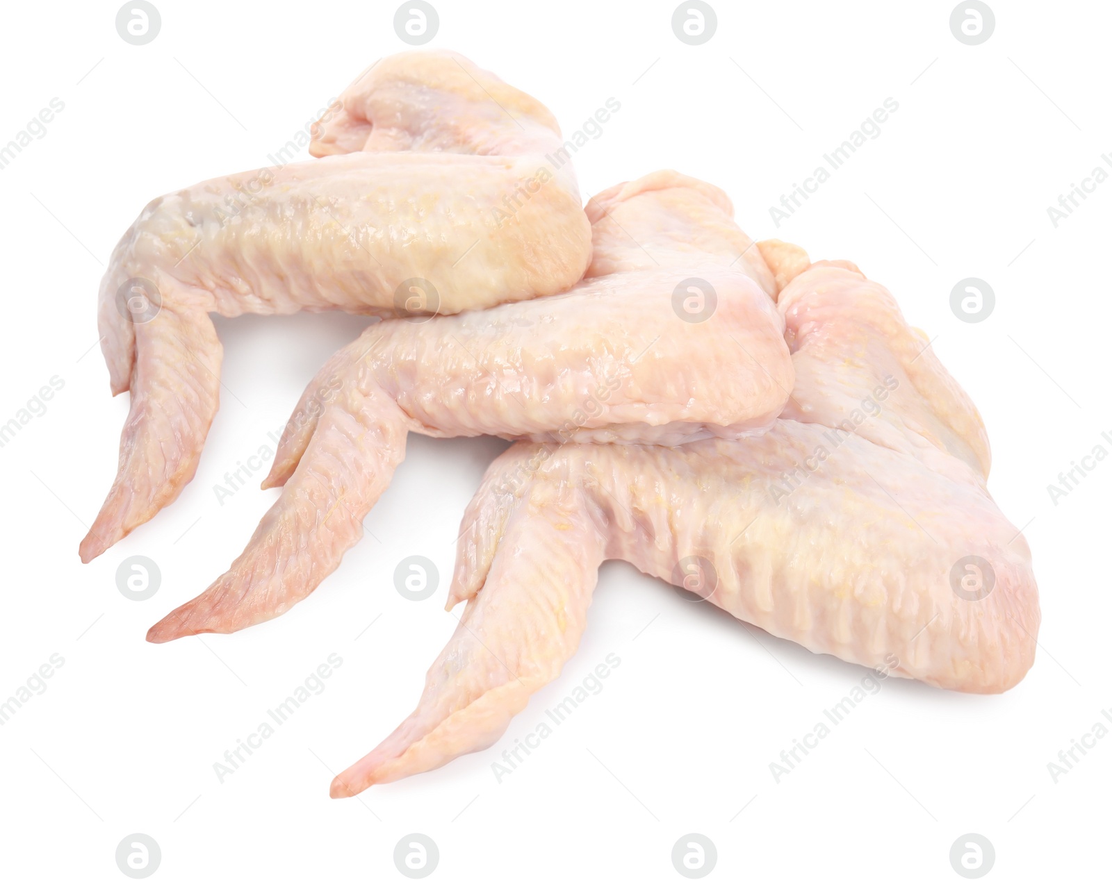 Photo of Raw chicken wings on white background. Fresh meat