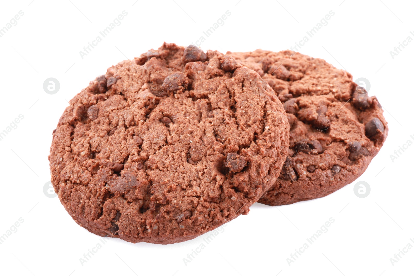 Photo of Delicious chocolate chip cookies isolated on white