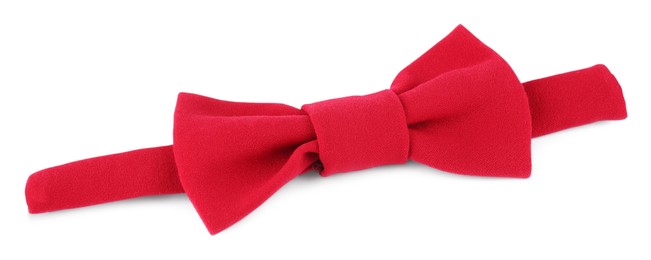 Photo of Stylish red bow tie isolated on white