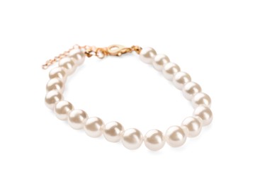 Elegant bracelet with pearls isolated on white