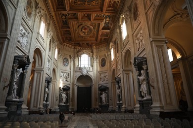 Photo of ROME, ITALY - FEBRUARY 2, 2024: Interior of Basilica of St. John Lateran with apostles statues