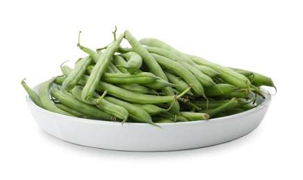 Photo of Delicious fresh green beans isolated on white