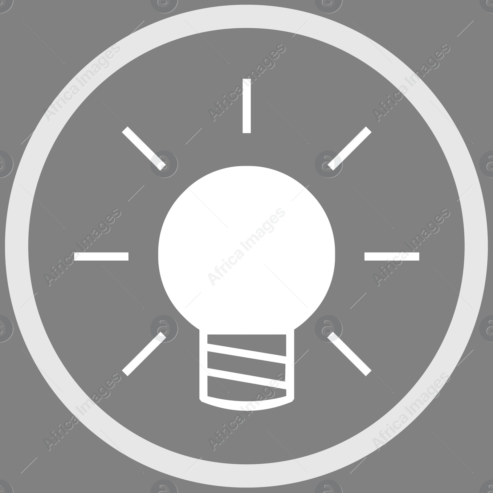 Image of Glowing light bulb in frame, illustration on grey background