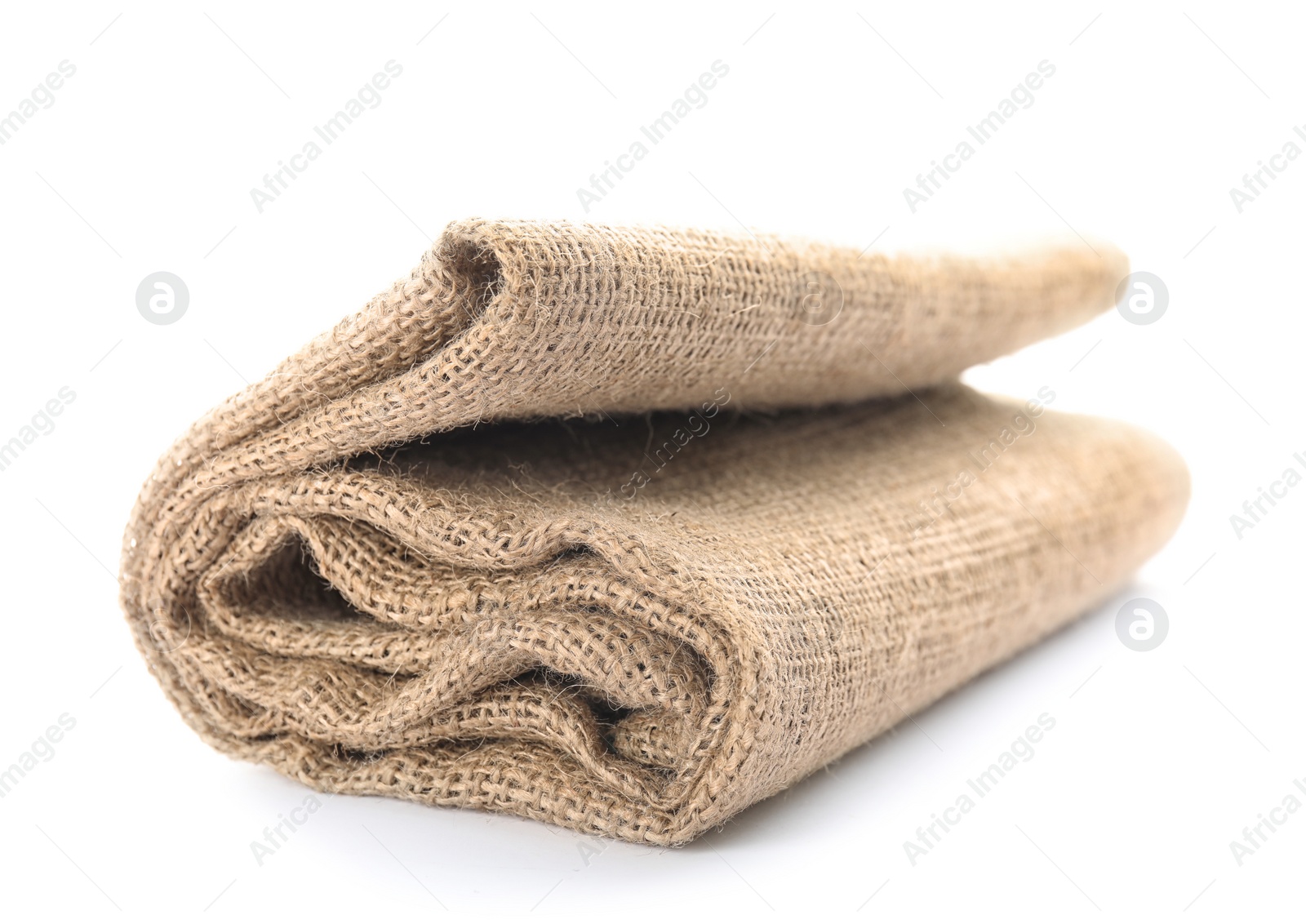 Photo of Sustainable hemp fabric on white background