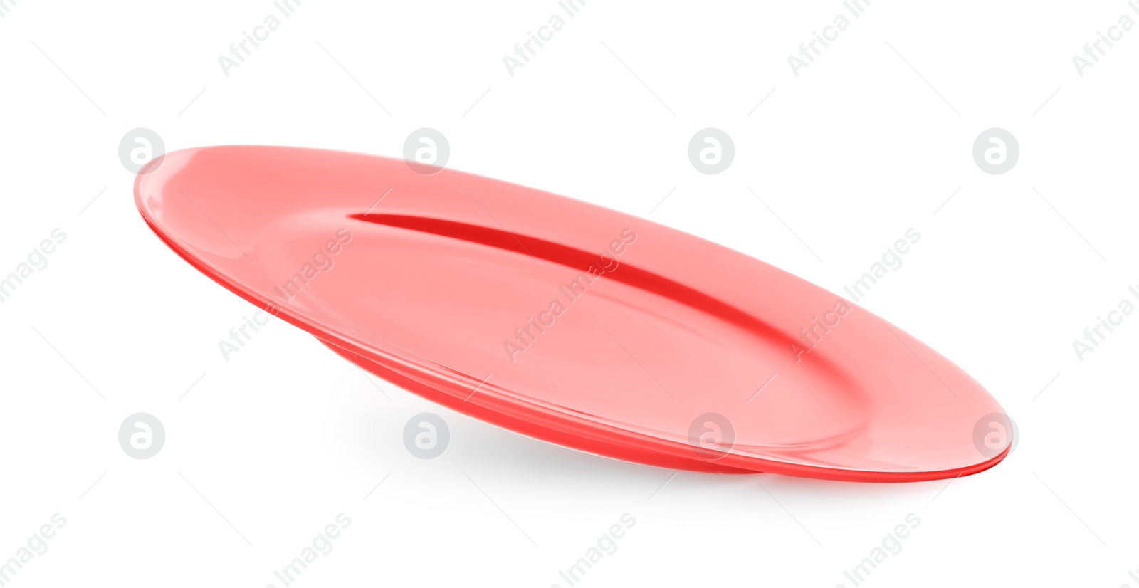 Photo of Clean empty red plate isolated on white