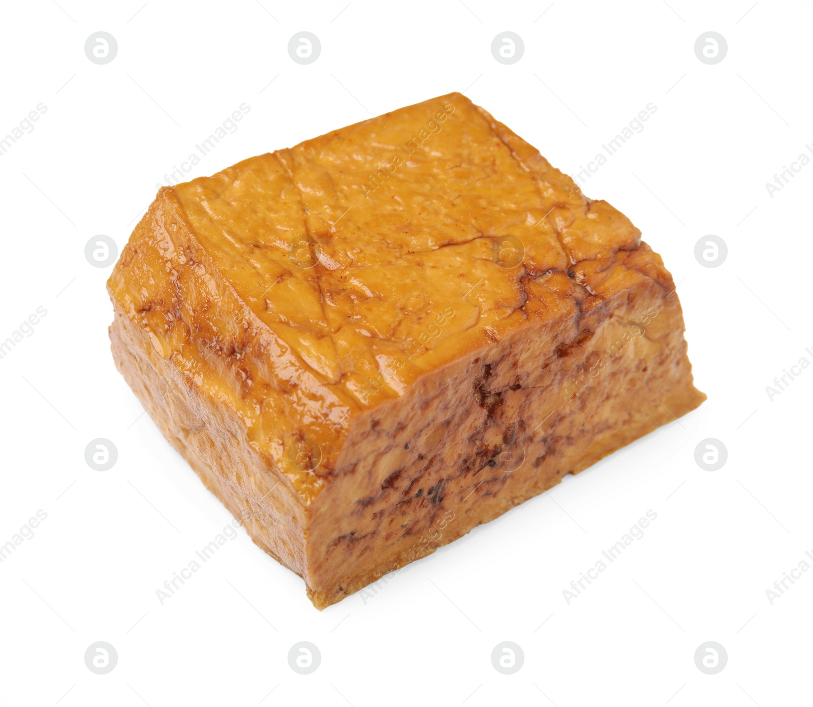 Photo of Block of delicious smoked tofu isolated on white