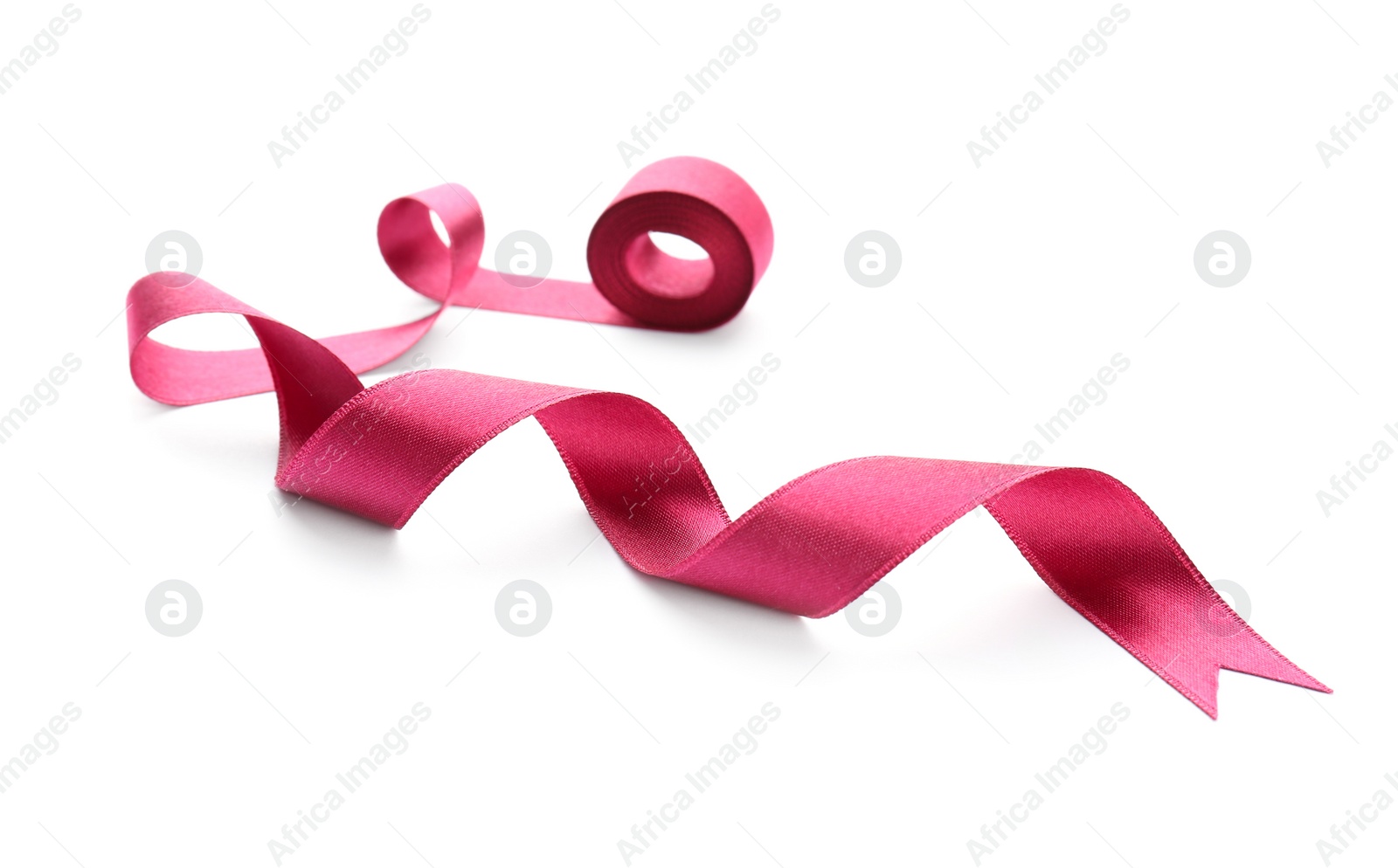 Photo of Simple color ribbon on white background. Festive decoration