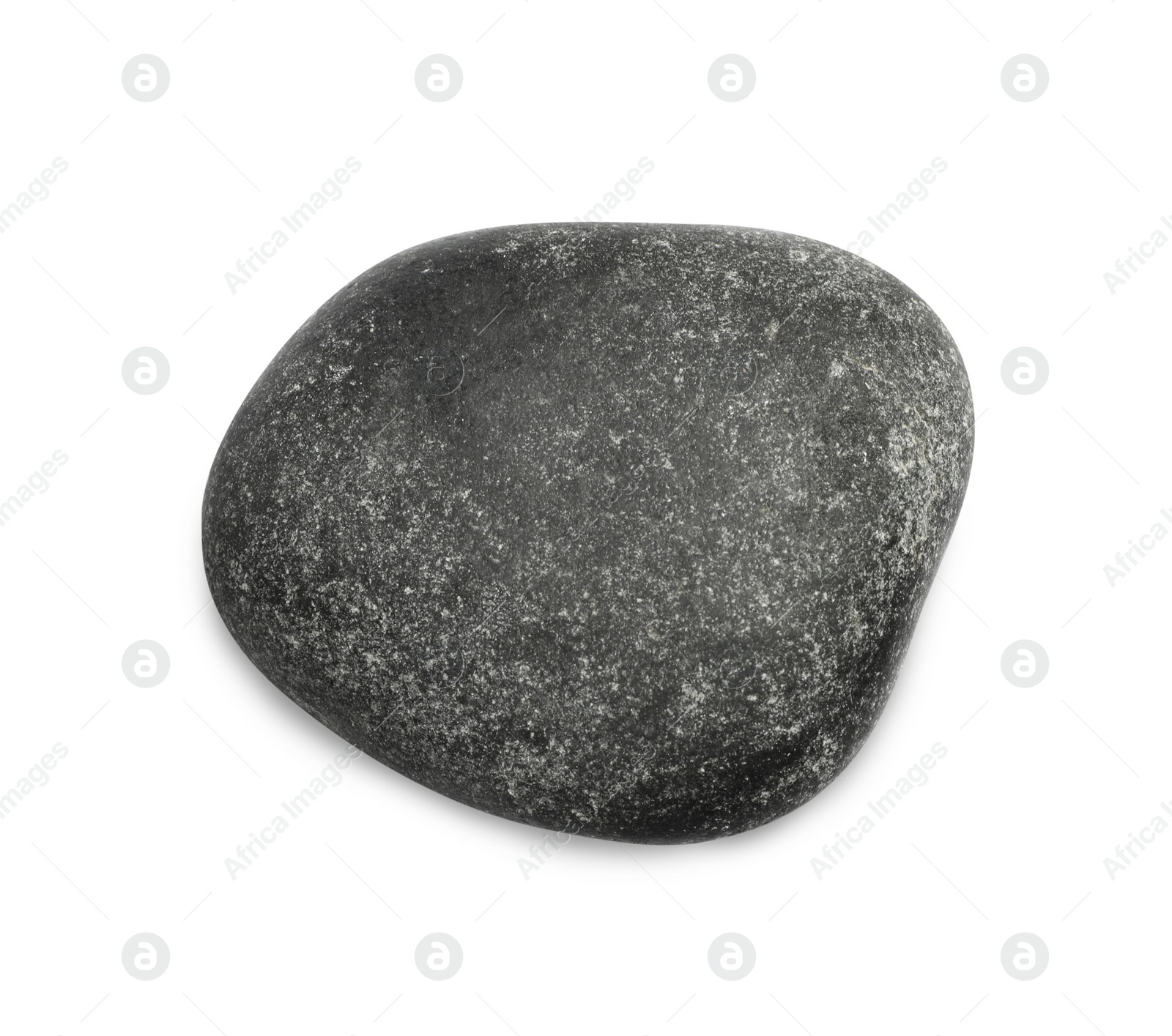 Photo of Black spa stone isolated on white, top view