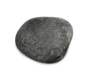 Photo of Black spa stone isolated on white, top view