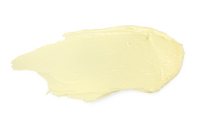 Photo of Tasty butter on white background, top view