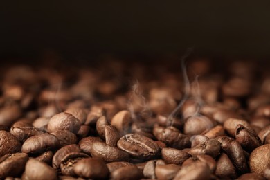 Image of Heap of aromatic roasted coffee beans, closeup