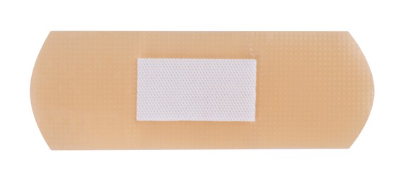 Photo of One medical adhesive bandage isolated on white, top view