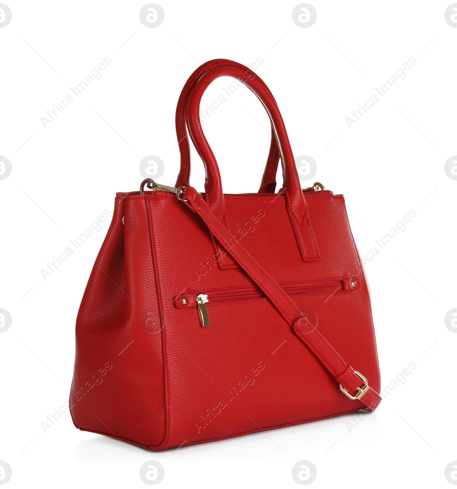 Photo of Red leather women's bag isolated on white