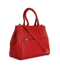 Red leather women's bag isolated on white