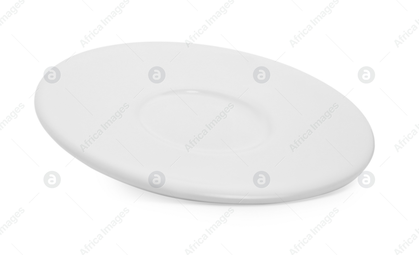 Photo of One clean ceramic saucer isolated on white