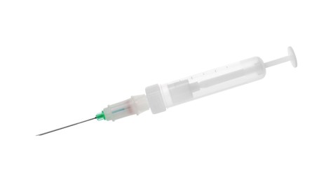 Disposable syringe with needle isolated on white