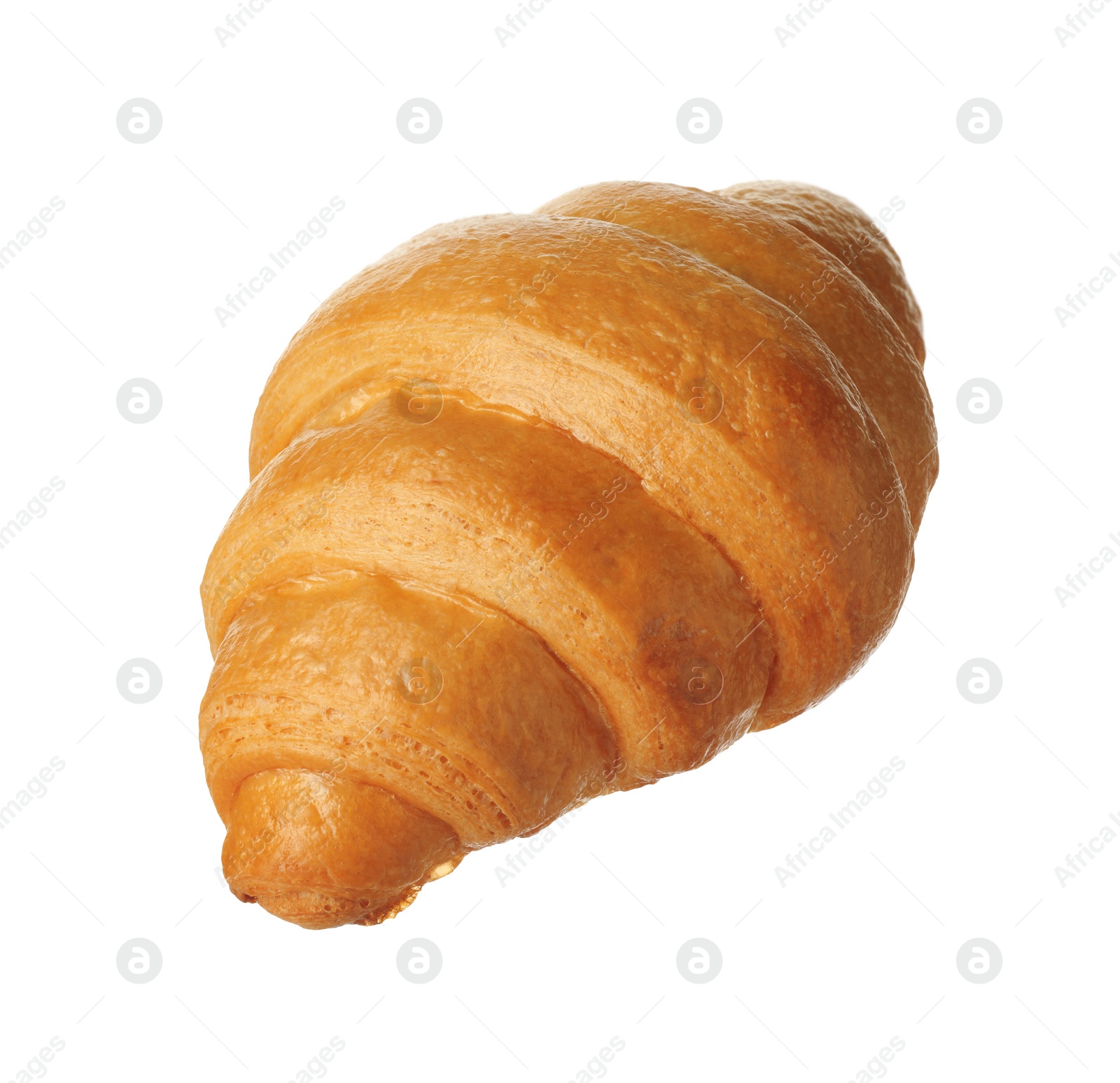 Photo of One delicious fresh croissant isolated on white