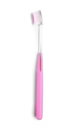 Photo of Color toothbrush on white background. Dental care