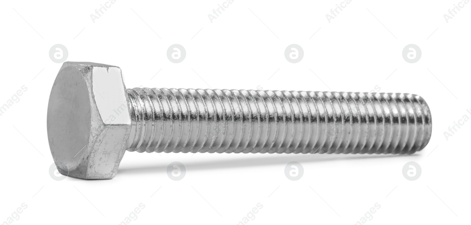 Photo of One metal hex bolt isolated on white