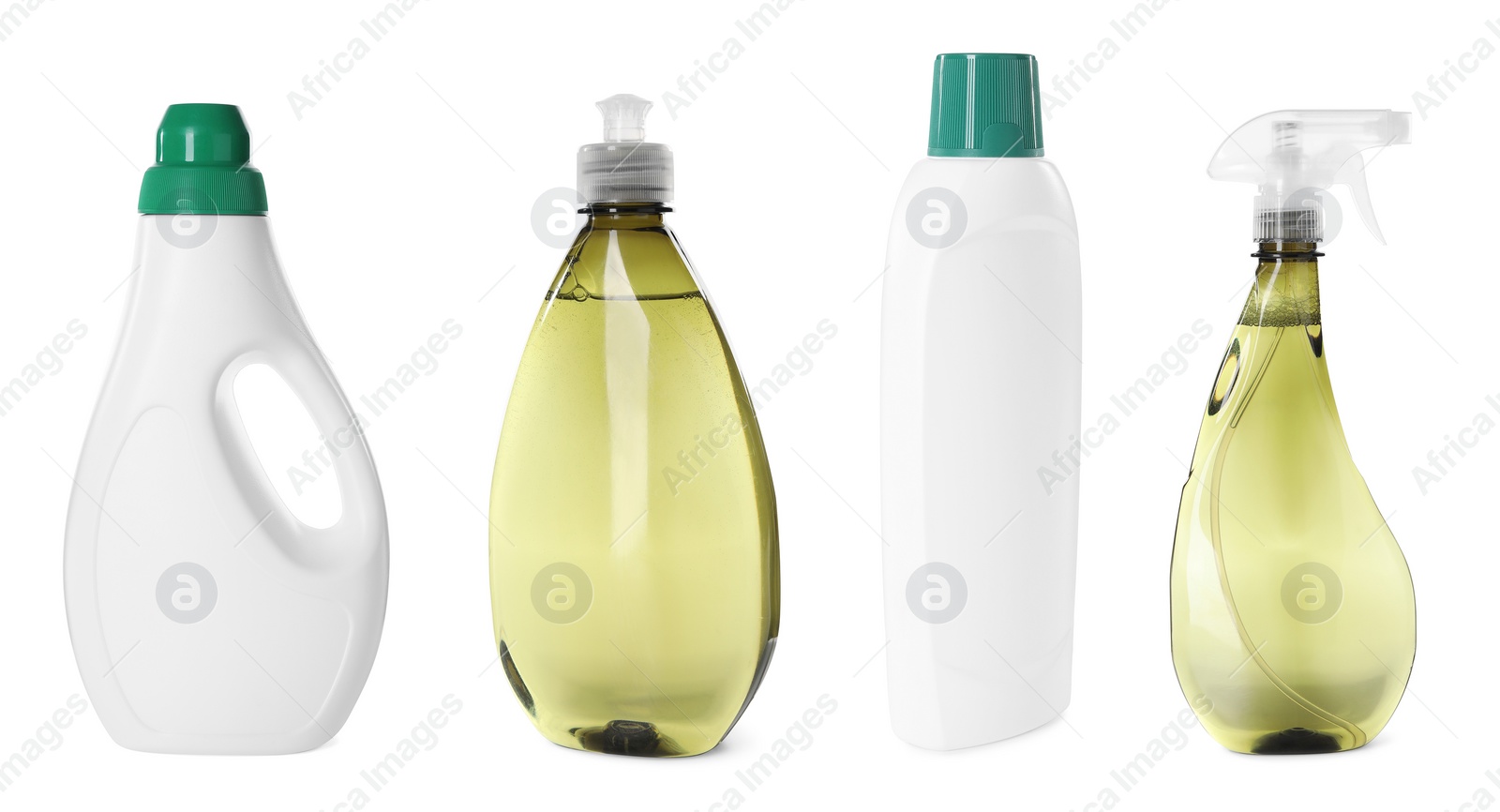 Image of Set of eco-friendly cleaning products isolated on white