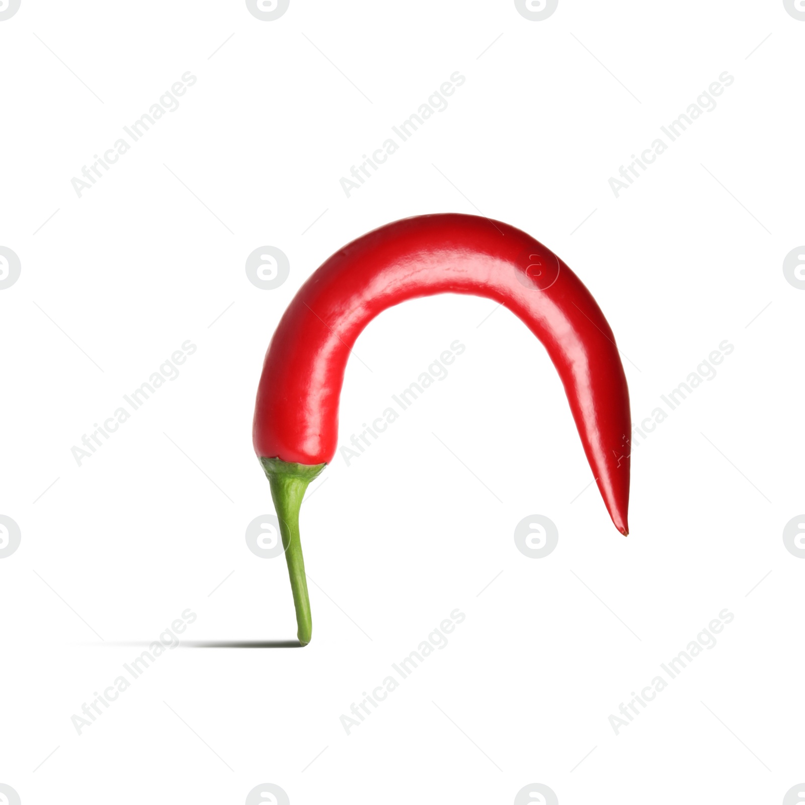 Image of Chili pepper symbolizing male sexual organ on white background. Potency problem