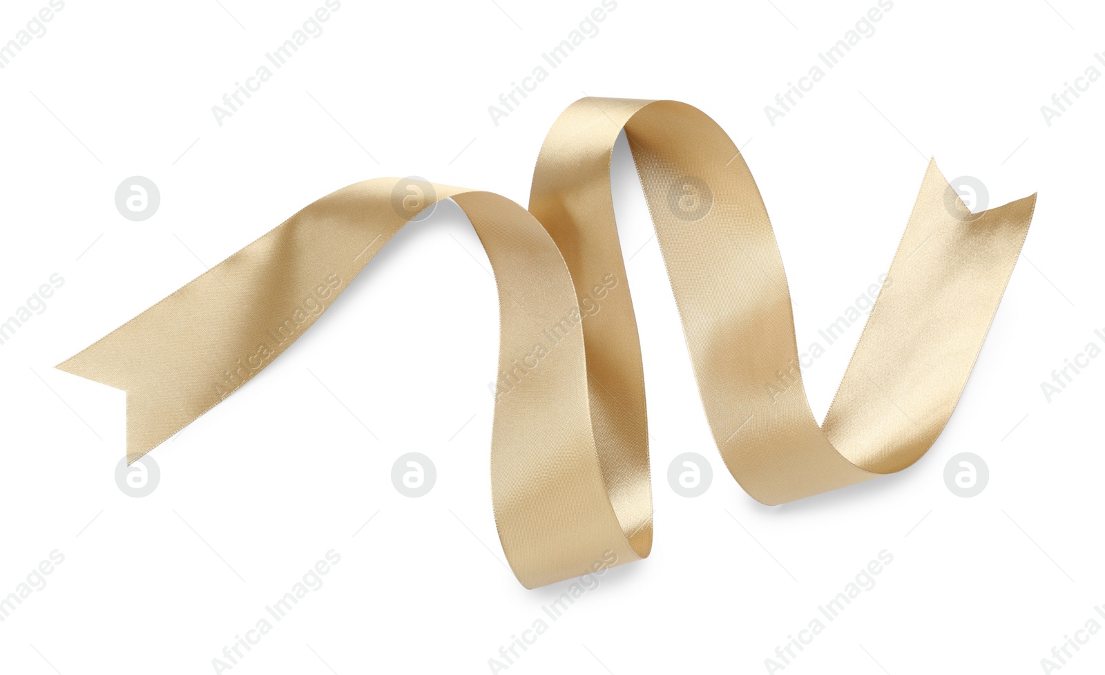 Photo of Beautiful ribbon isolated on white, top view