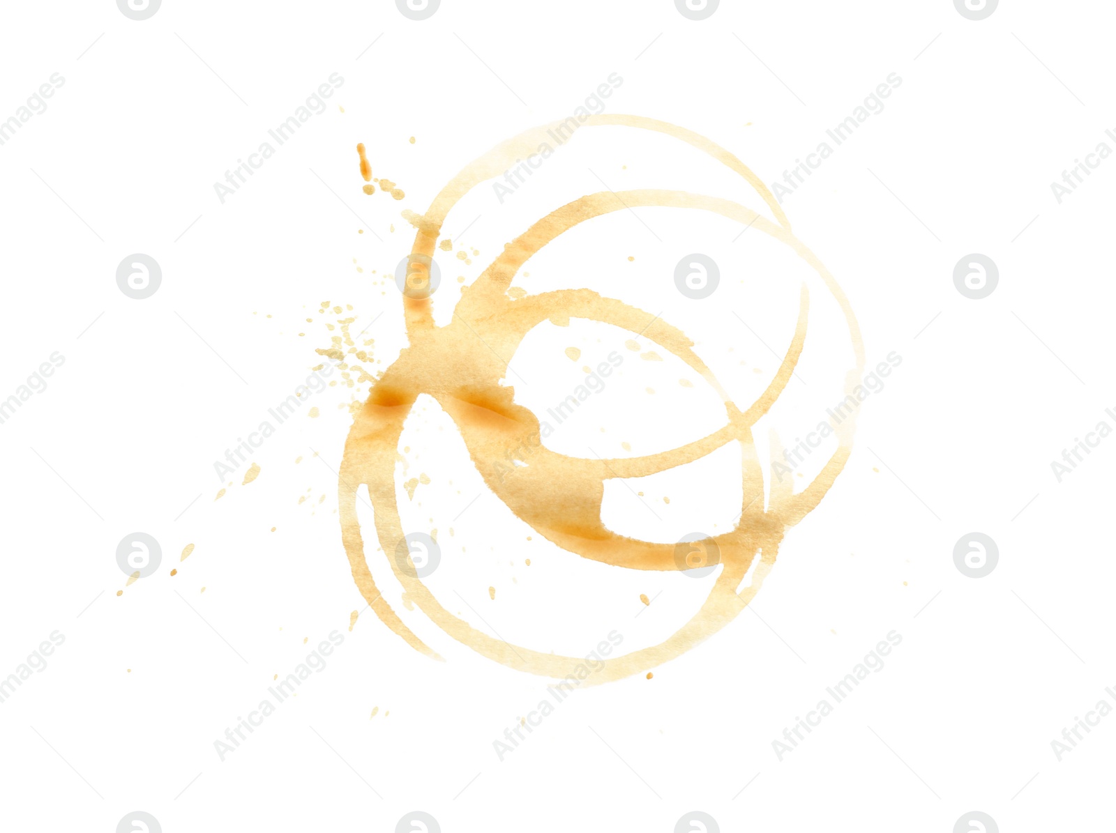 Photo of Coffee cup stains isolated on white, top view