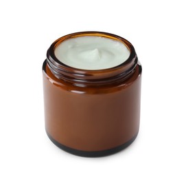 Jar of hand cream on white background