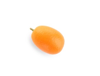 Photo of Fresh ripe kumquat isolated on white, top view. Exotic fruit
