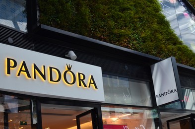 Photo of Hague, Netherlands - May 2, 2022: Exterior of Pandora jewelry store on city street