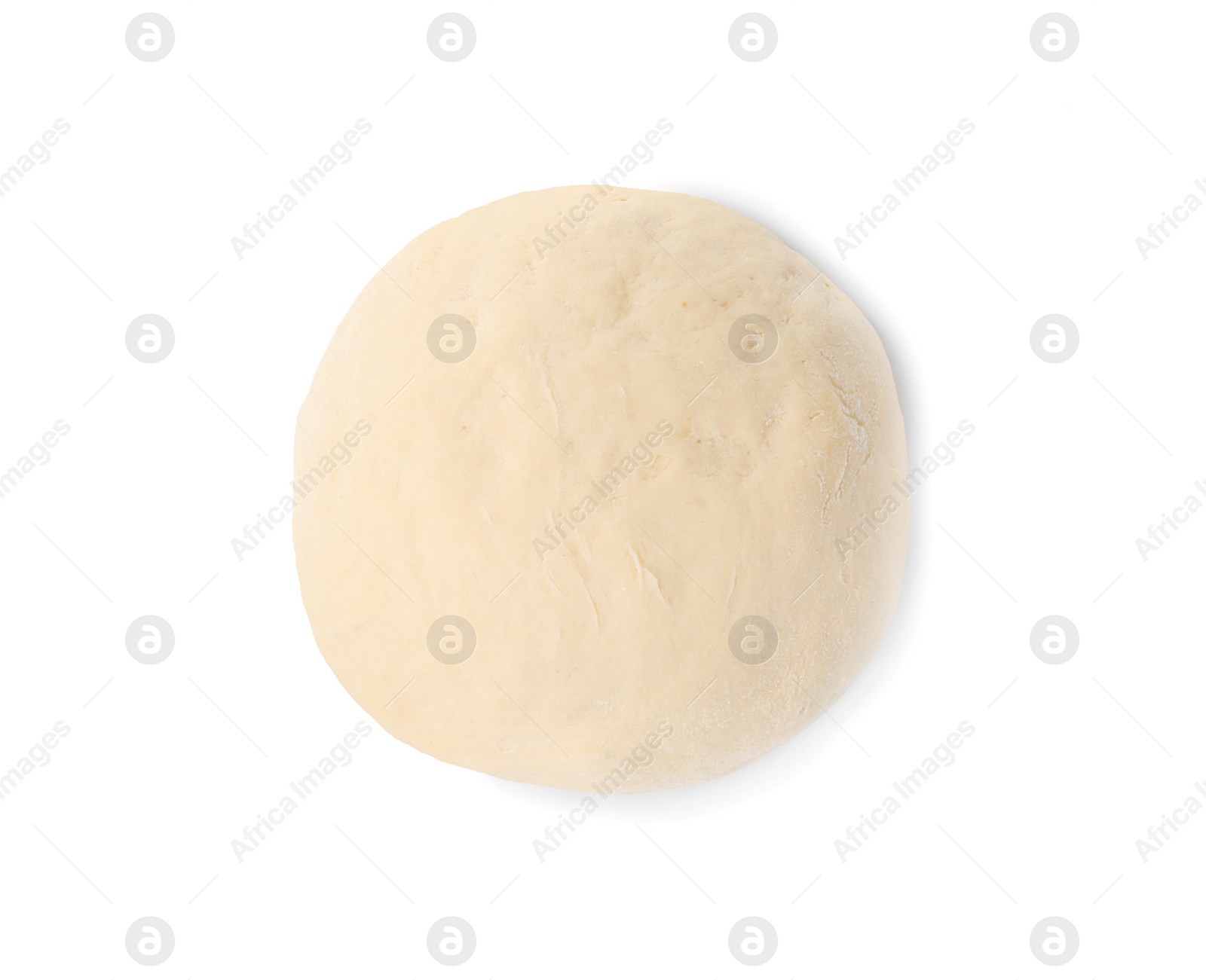 Photo of Fresh raw dough on white background, top view