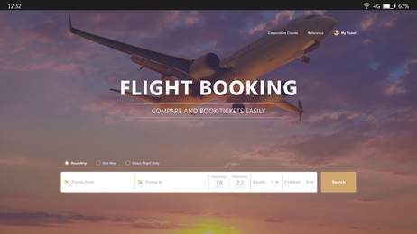 Image of Online flight booking website interface with information