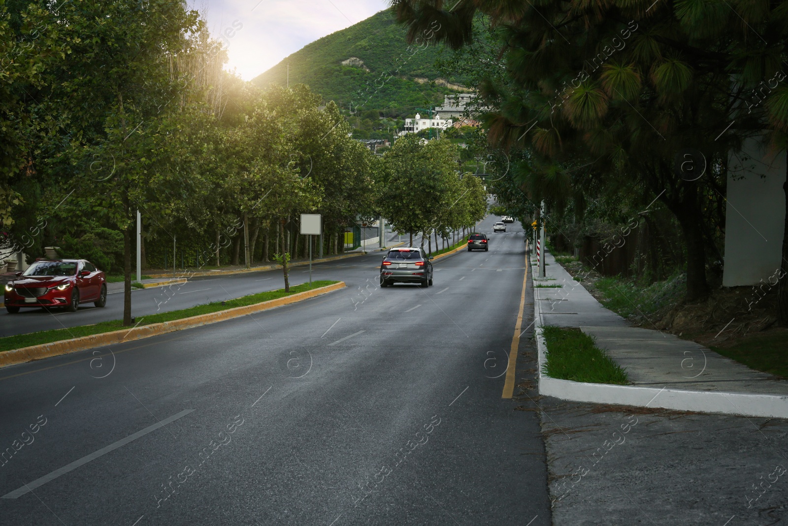 Photo of Beautiful view of cars on asphalt highway outdoors