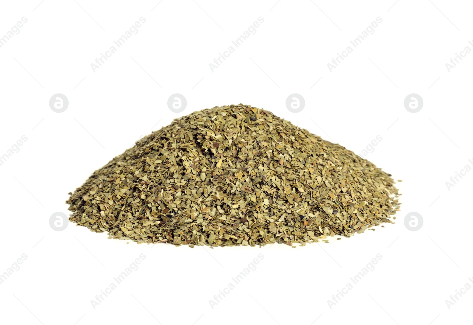 Photo of Pile of aromatic mate tea isolated on white