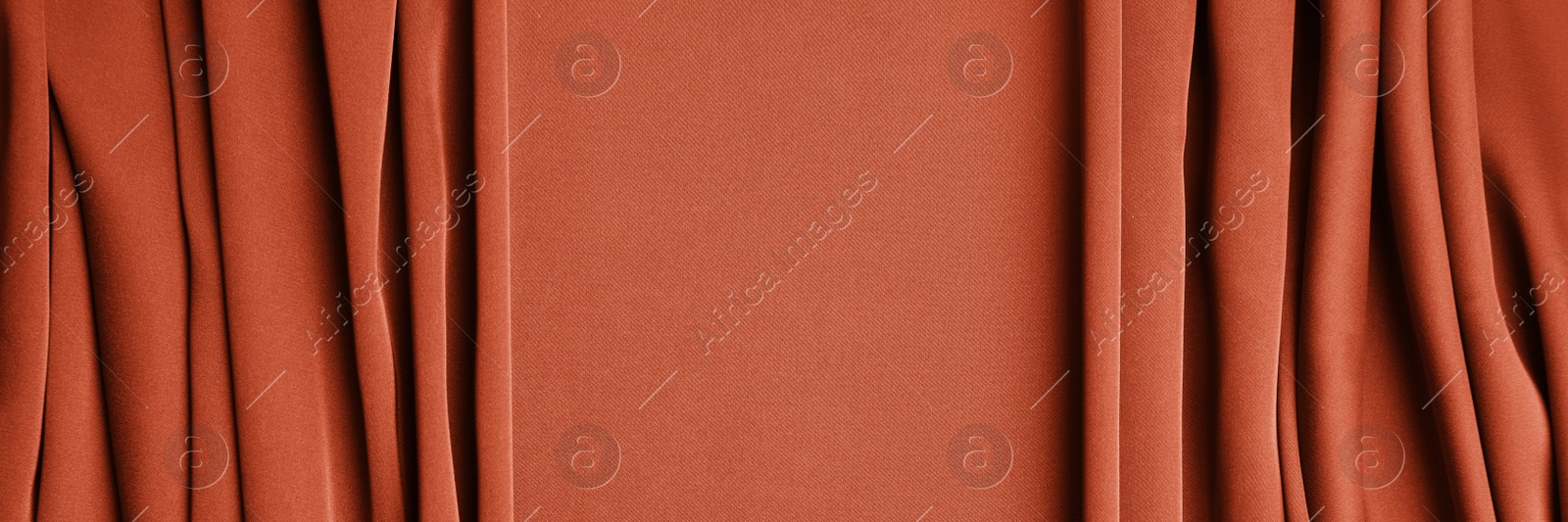 Image of Delicate silk fabric as background, top view. Banner design
