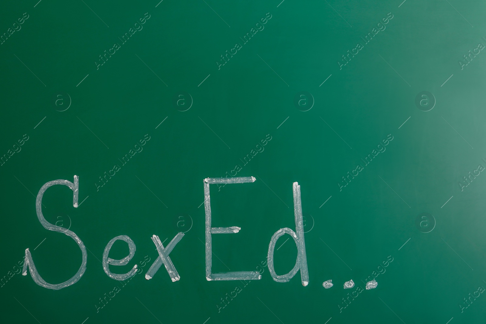 Photo of Text "SEX ED" written on green chalkboard