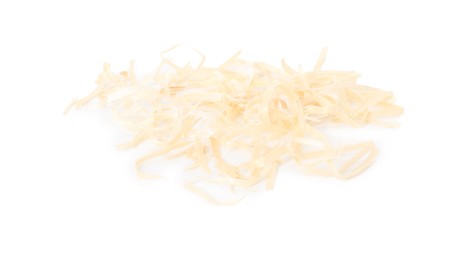 Pile of wood shavings isolated on white