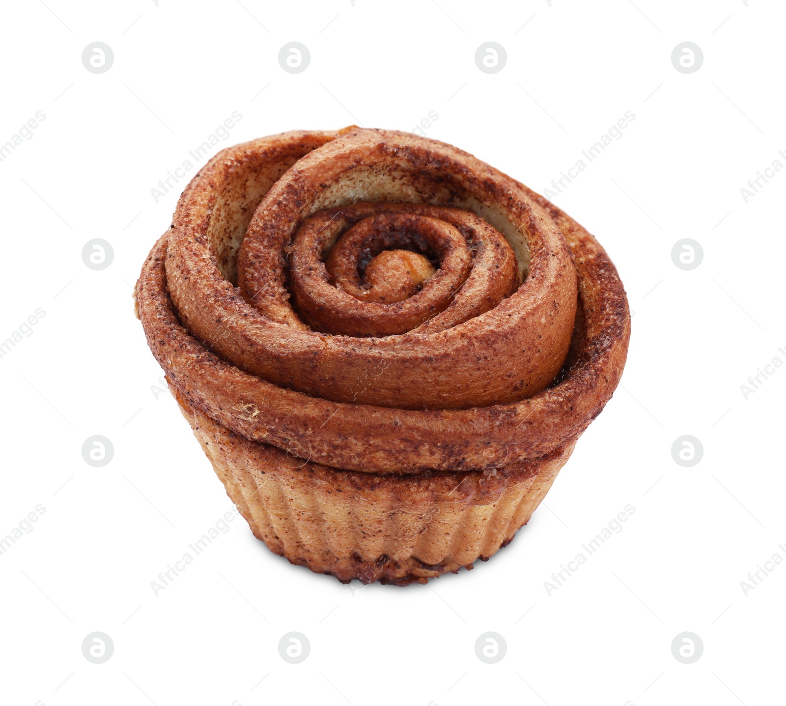 Photo of One tasty cinnamon roll isolated on white