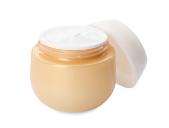 Photo of Face cream in jar on white background