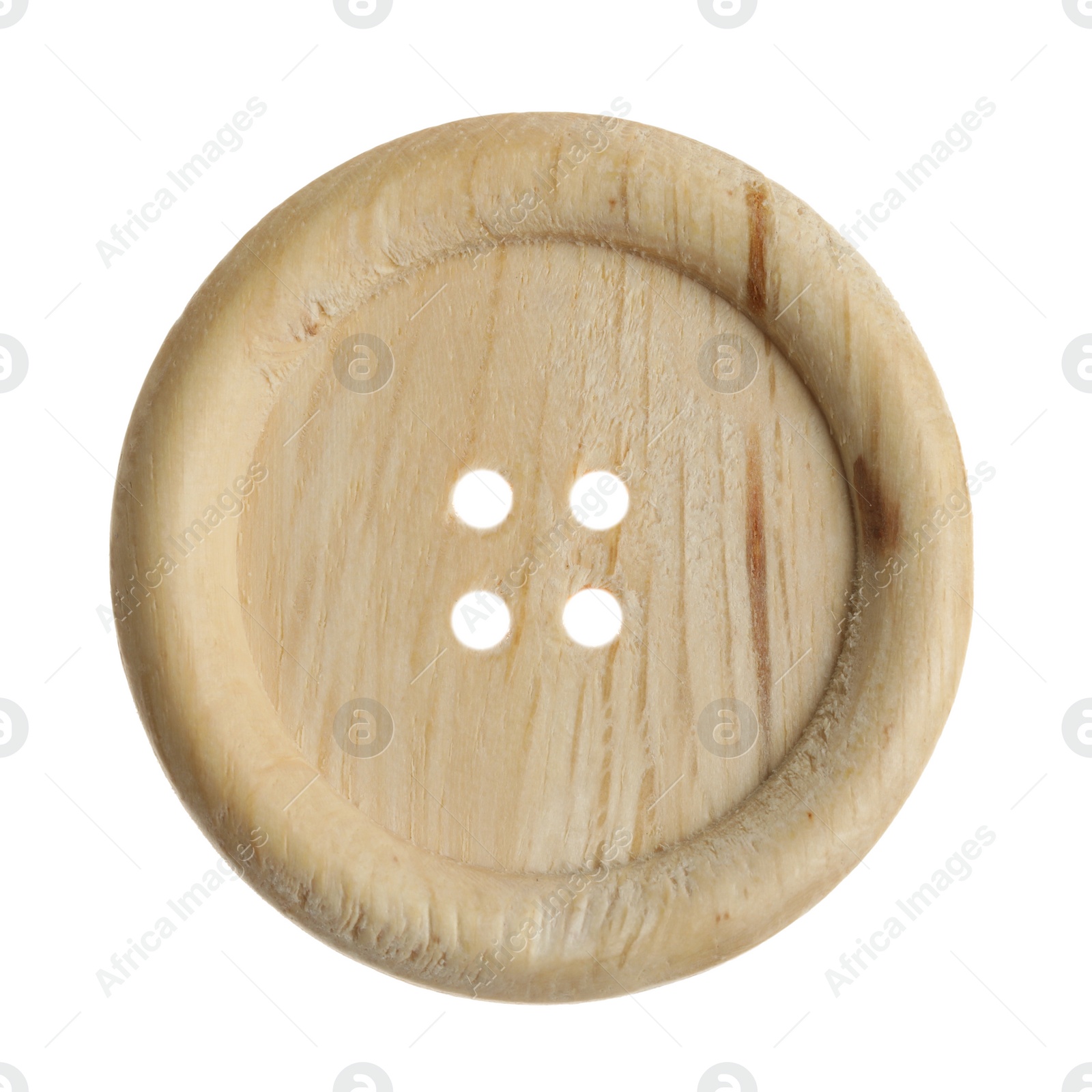 Photo of Light wooden sewing button isolated on white