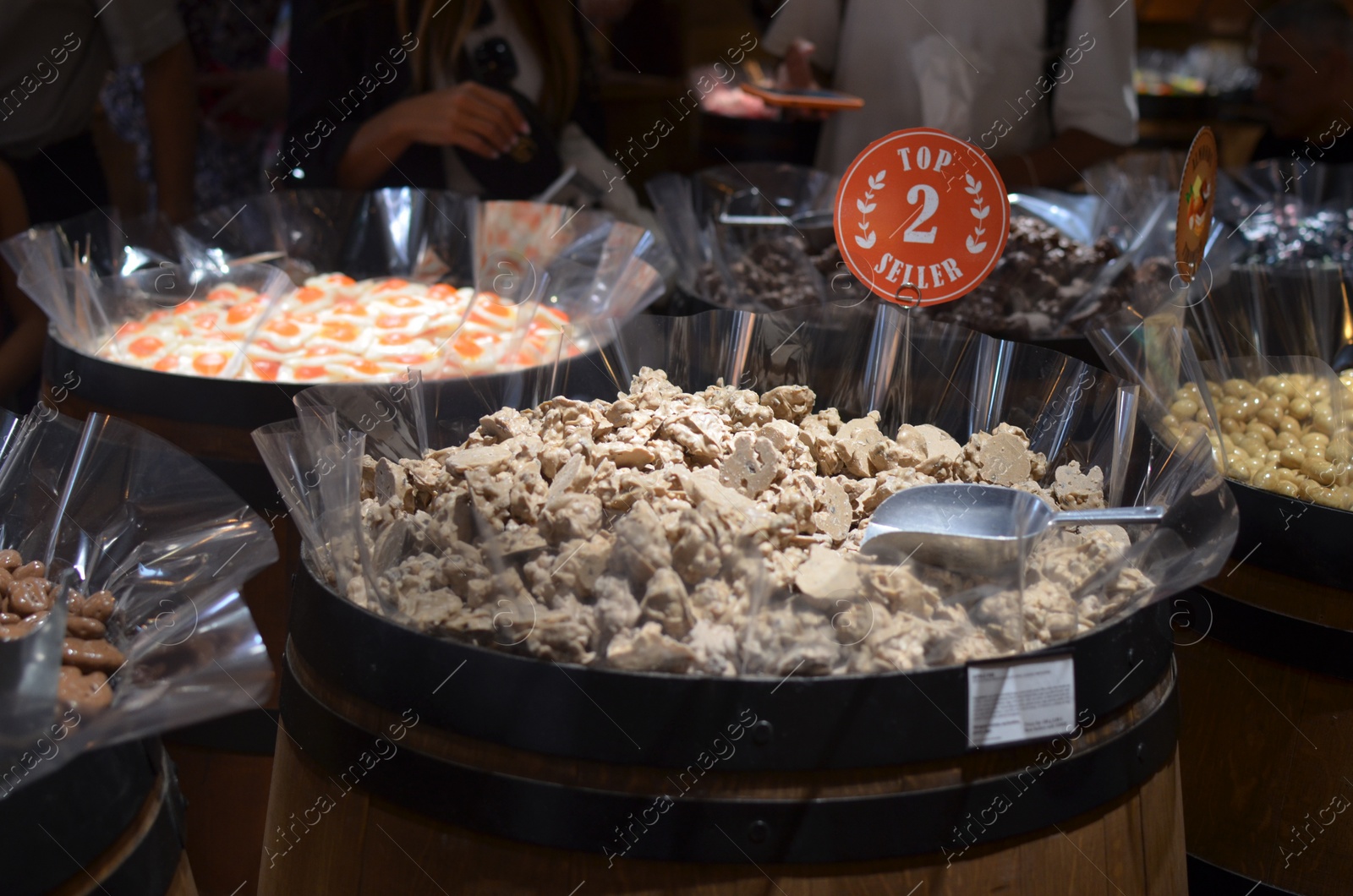 Photo of AMSTERDAM, NETHERLANDS - JULY 16, 2022: Assortment of sweets in Captain Candy shop