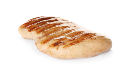 Photo of Tasty grilled chicken fillet isolated on white