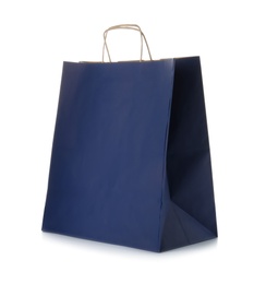 Photo of Mockup of paper shopping bag on white background