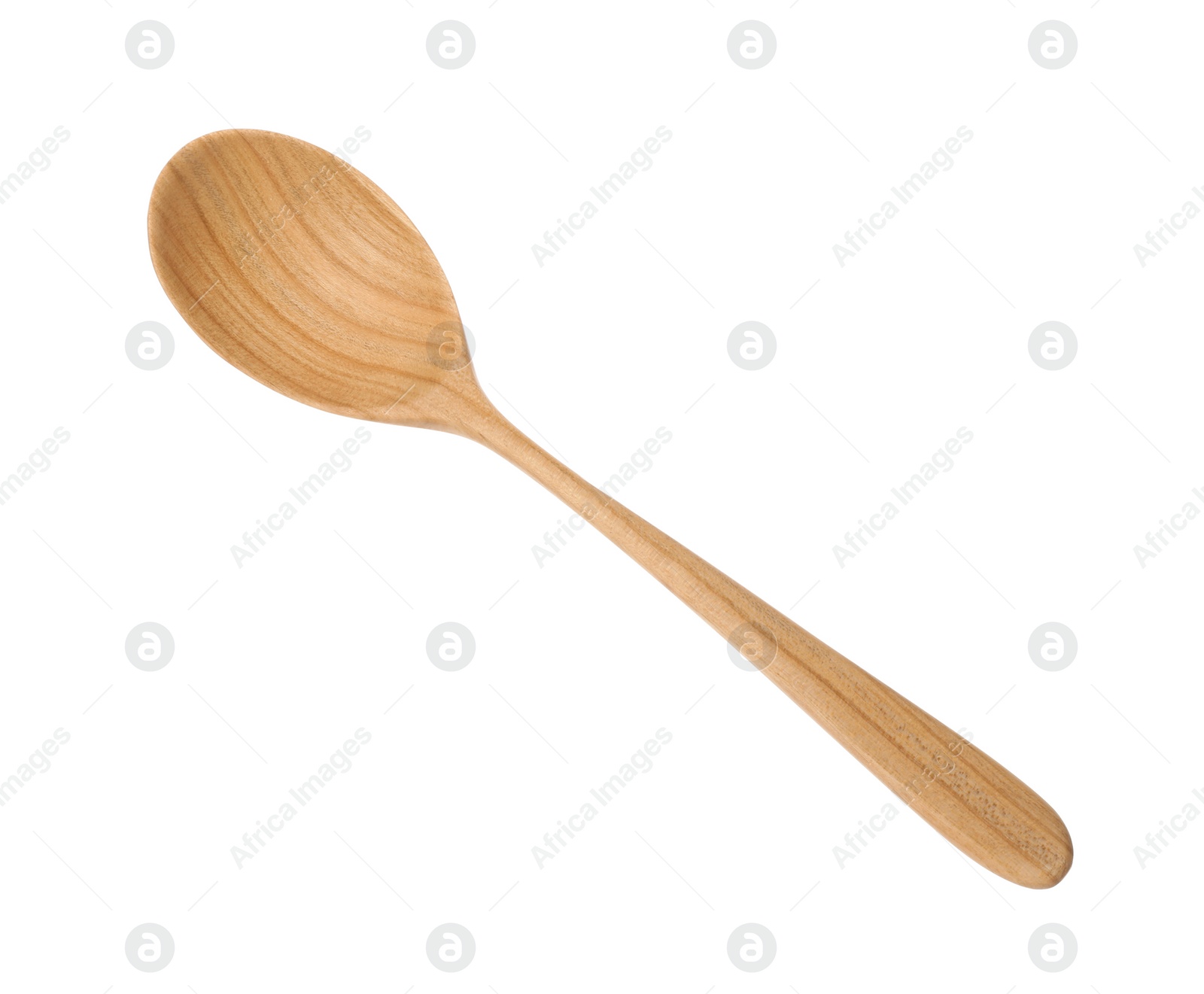 Photo of One empty wooden spoon isolated on white